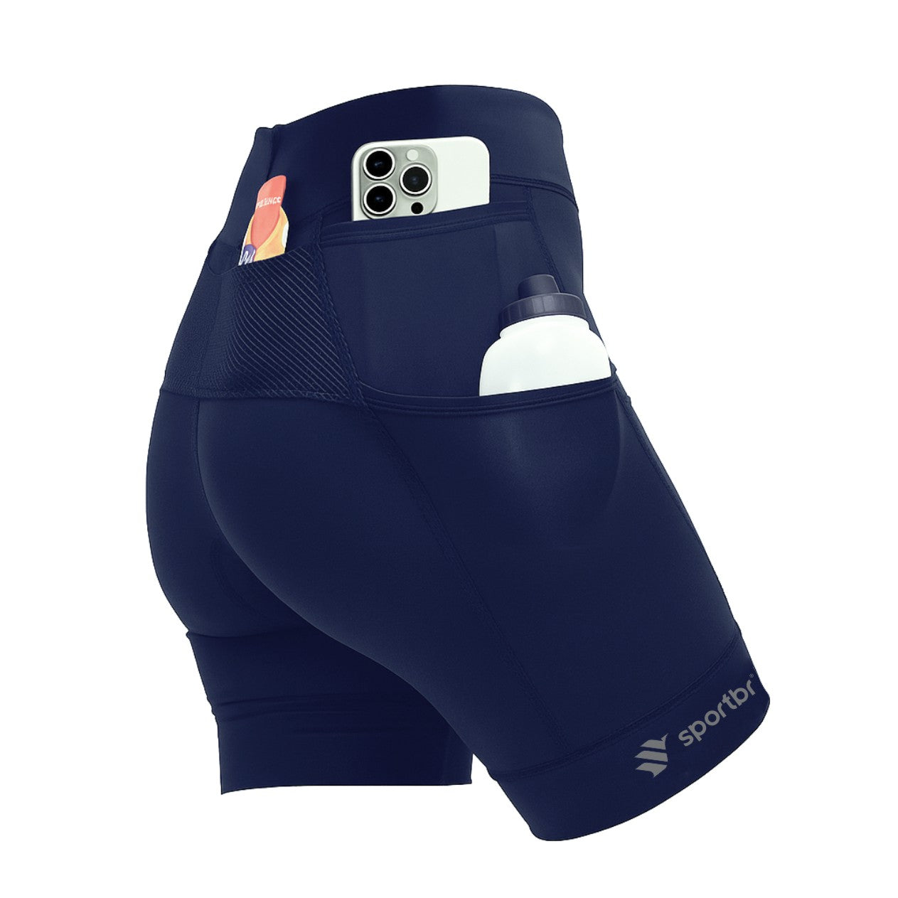 Bermuda de Compressão Feminina Para Corrida 6 Bolsos